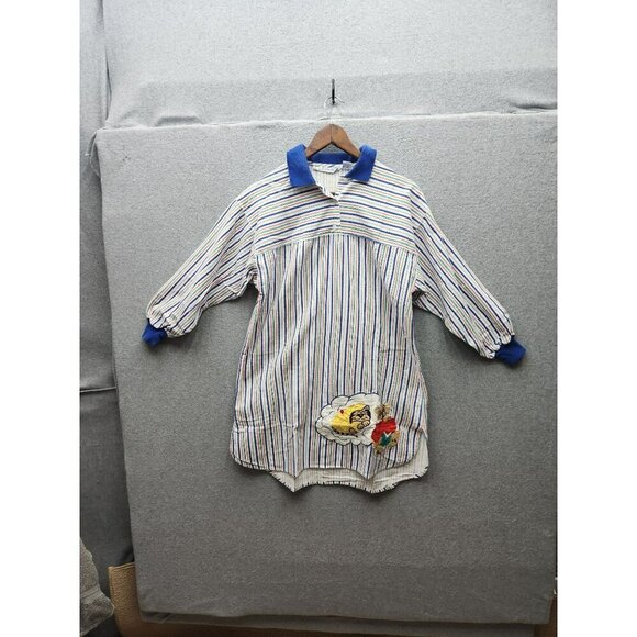 Vintage J. Christopher Striped Tunic night shirt With Collar & Embroidered Patch - Picture 1 of 5